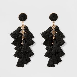 Black Multi Tassel Earrings Baublebar New